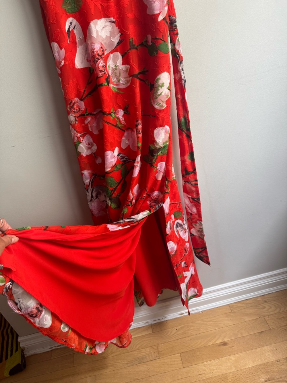 RW&CO. Bright Red Floral Slip Dress - Picture 5 of 6